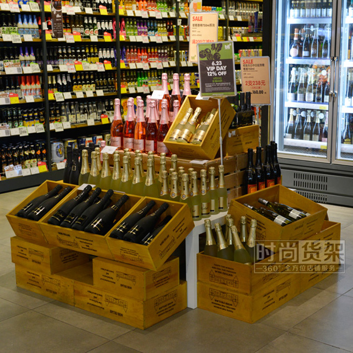 超市貨架_紅酒促銷臺